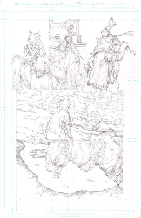 Squarriors comic-used art FULL PAGE -- Summer #1 King, Eli, Rustle, and lots of blood