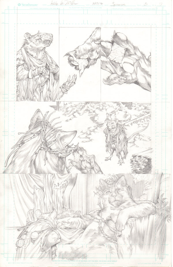 Squarriors comic-used art FULL PAGE -- Summer #2 Grin, Ra, and a warning
