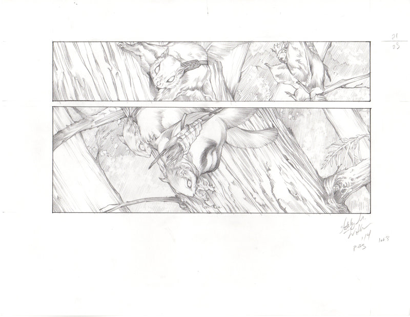 Squarriors comic-used art -- Spring #1 Tree Jump and Crash (multiple pages)