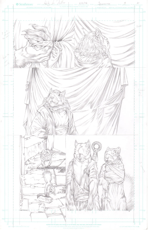 Squarriors comic-used art FULL PAGE -- Summer #1 Redcoat, Bloodpaw, and Rustle