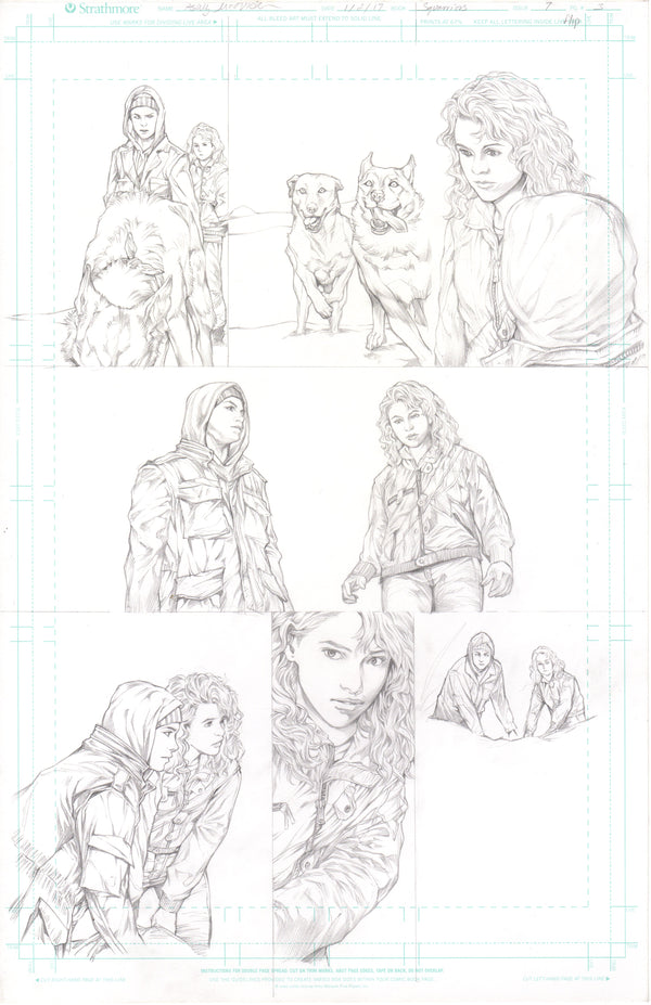 Squarriors comic-used art FULL PAGE -- Summer #3 Edgar, Angie, Sarge, and Lady